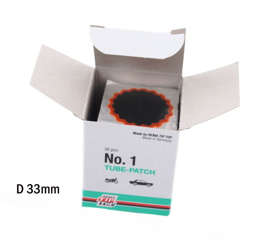 Boîte de 30 rustines vélo Tip Top N°1 rouges Ø 33 mm – Réparation chambre à air
