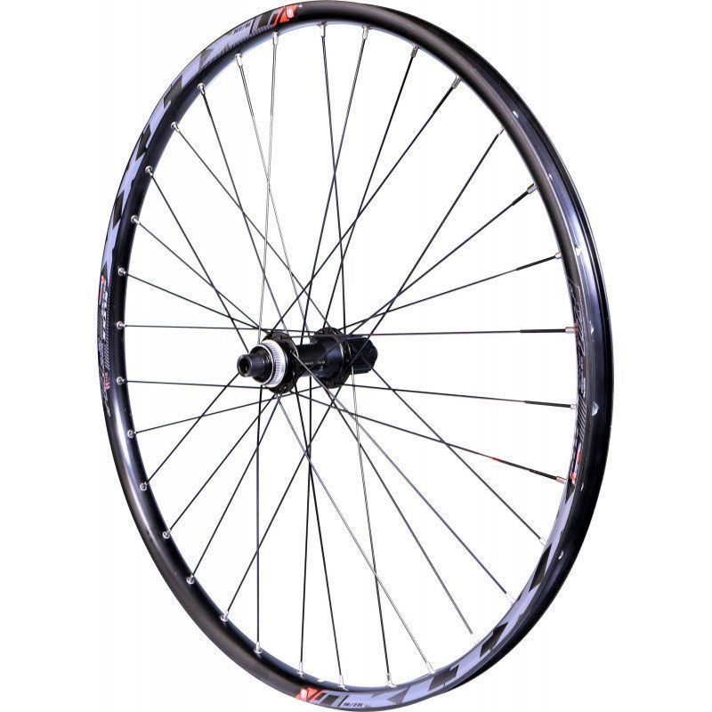 Roue arrière 27.5" VTT Velox – Jante Mach1 KLIXX 23C Tubeless Ready, frein disque Centerlock, moyeu Shimano MT400 TX12 142mm, cassette 9/10/11V