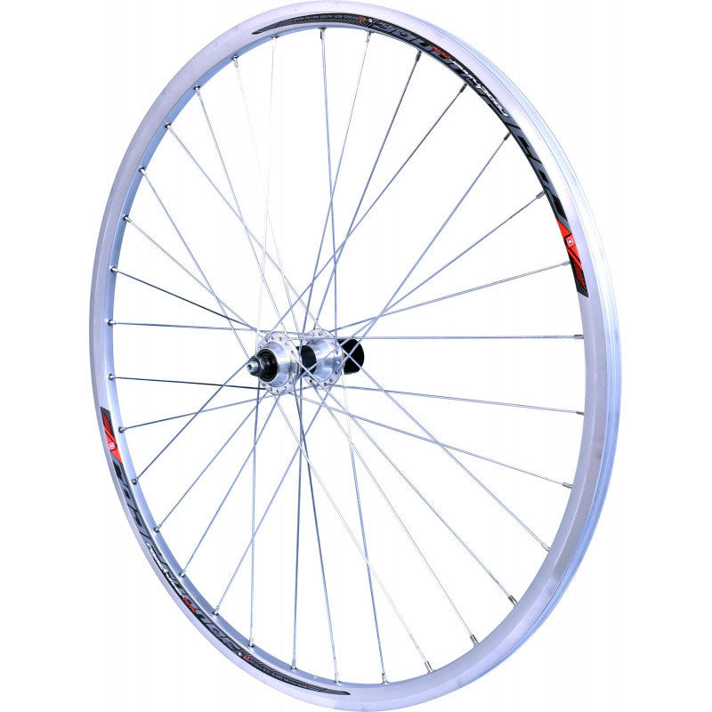 ROUE 700 COURSE ARRIERE JANTE ALU DOUBLE PAROI ARGENT FREIN PATIN MOYEU ALU BLOCAGE RAPIDE CASSETTE 8/9/10V
