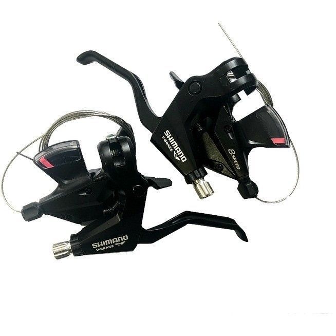 Photo de Paire de manettes de dérailleur et leviers de frein Shimano Altus ST-M310 – VTT 3x8 vitesses, Push/Pull Rapidfire Plus, compatibilité V-Brake et freins à disque mécaniques par SHIMANO