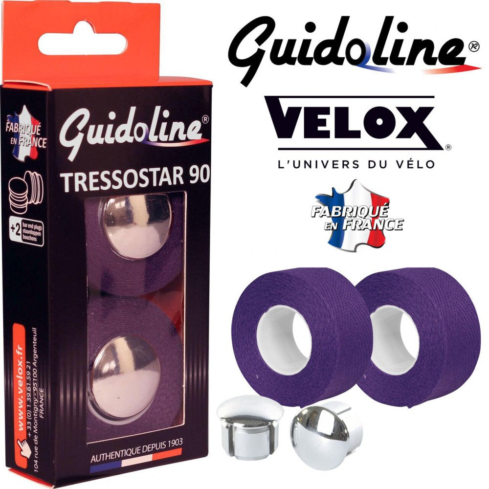 Photo de Ruban de guidon Guidoline Tressostar x2 – Violet tressé en coton par VELOX