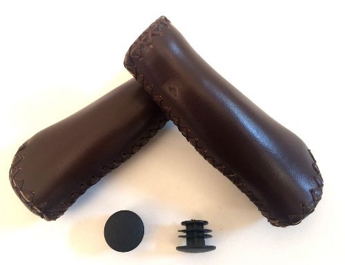 Poignées vélo ergonomiques PU – Marron foncé confort ville et trekking