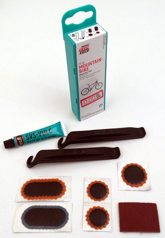 Kit de réparation VTT TT05 – Tip Top suspendu avec rustines et outils