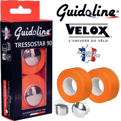 Photo de Ruban de guidon Guidoline Tressostar x2 – Orange tressé en coton par VELOX