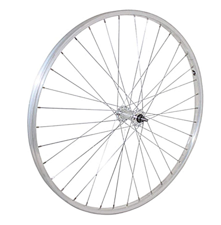 ROUE 650A AVANT JANTE ALU SIMPLE PAROI ARGENT FREIN PATIN MOYEU ALU ECROUS