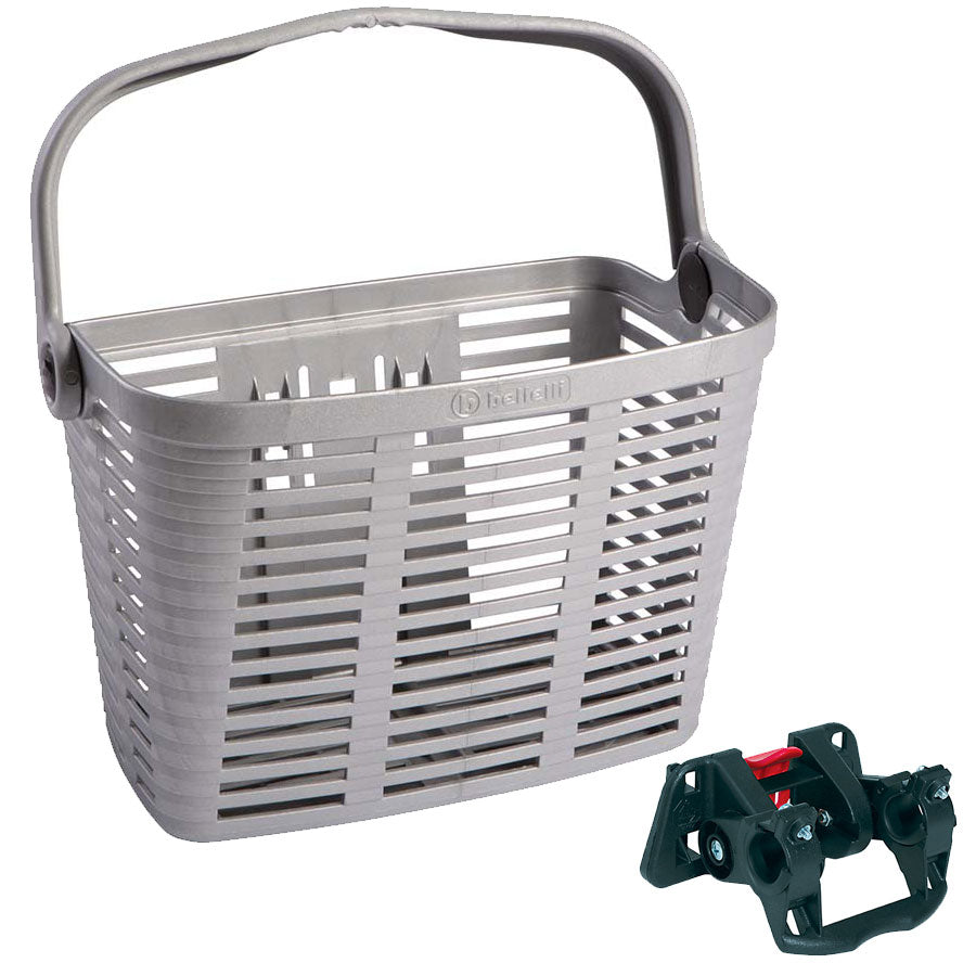 Photo de Panier Vélo Plastique Gris – Fixation Plaza – 34x18x25 cm par BELLELLI