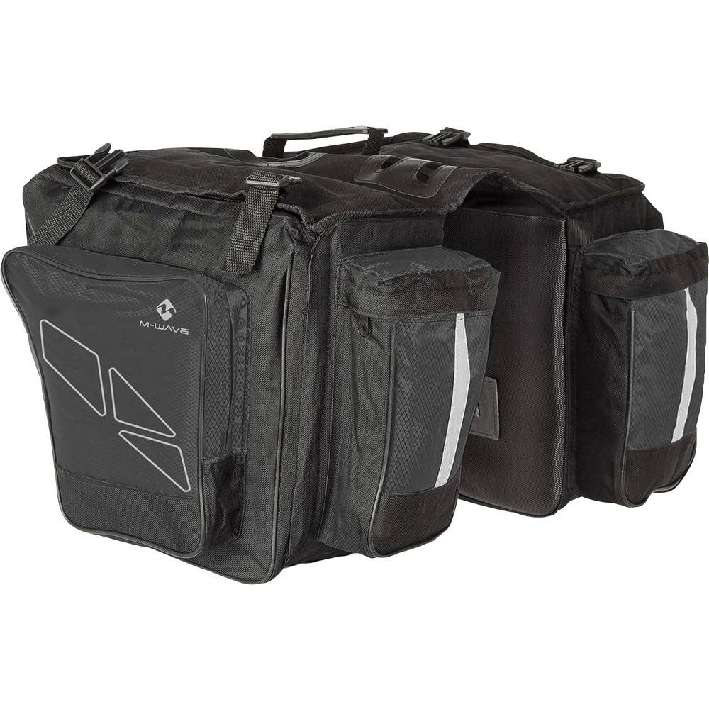 Sacoches Vélo Triple 96L Amsterdam Noires – Porte-Bagages + Top Souple – Imperméables et Modulables