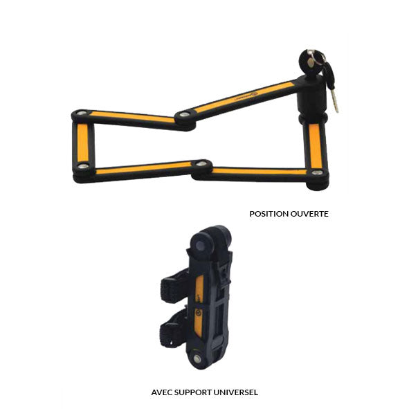 Antivol articulé pliant Auvray City Lock – 110 cm, acier renforcé, support de fixation inclus