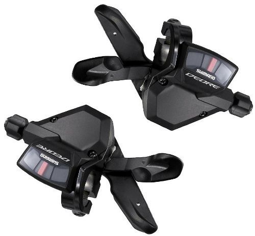 Paire de manettes de dérailleur Shimano Deore SL-M590 – VTT 3x9 vitesses, Push/Pull