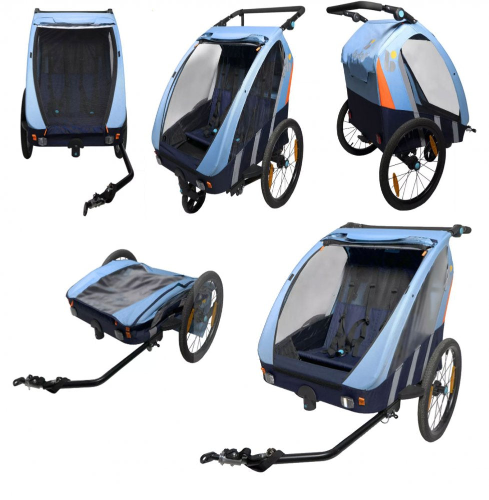 Remorque Enfant Vélo Bellelli Trailblazer Light/Blue – 2 Places – Roues 20"