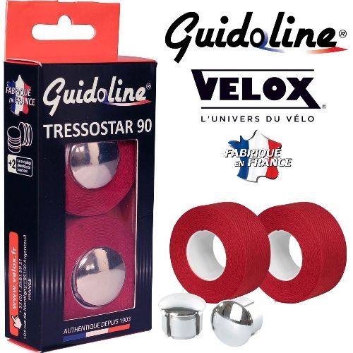 Photo de Ruban de guidon Guidoline Tressostar x2 – Rouge tressé en coton par VELOX