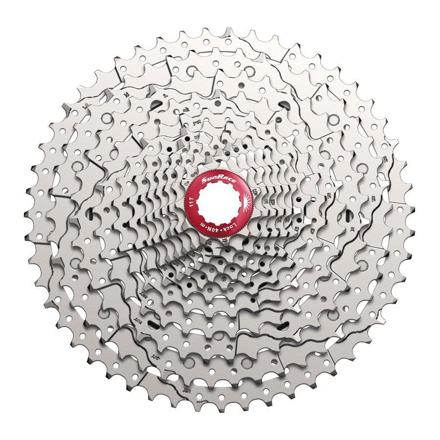 Photo de Cassette VTT Sunrace CSMZ800 12 Vitesses – 11x51 – Finition Metallic Silver – Araignée Alliage – Corps HG-Spline par SUNRACE