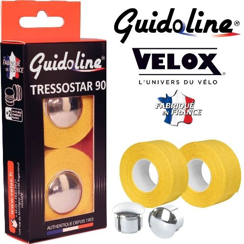 Photo de Ruban de guidon Guidoline Tressostar x2 – Jaune tressé en coton par VELOX