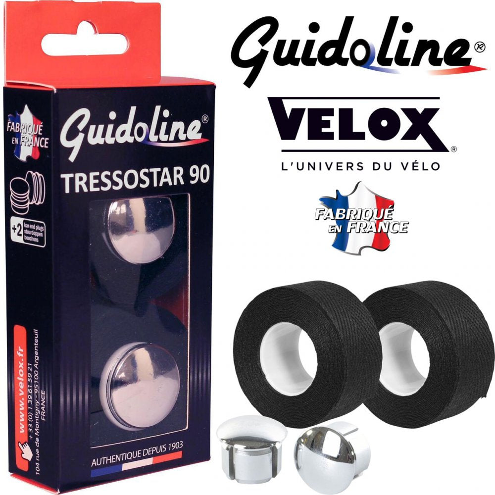 Photo de Ruban de guidon Guidoline Tressostar x2 – Noir tressé en coton par VELOX
