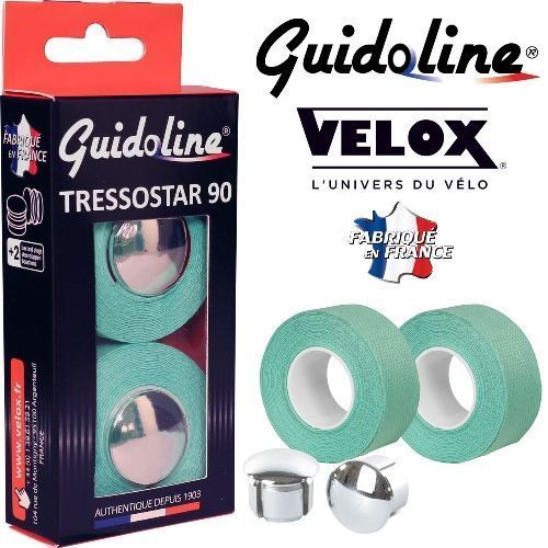 Photo de Ruban de guidon Guidoline Tressostar x2 – Vert tressé en coton par VELOX