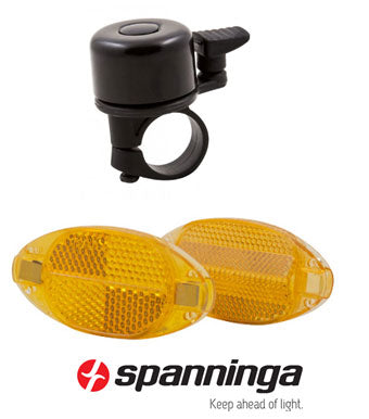 Photo de Kit éclairage vélo trekking & ville avec catadioptre et sonnette – Visibilité et sécurité optimales par SPANNINGA