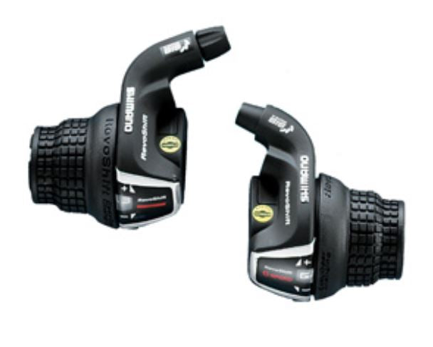 Photo de Paire de manettes de dérailleur Shimano Tourney RS35 RevoShift – VTT 3x6 vitesses, rotation ergonomique par SHIMANO