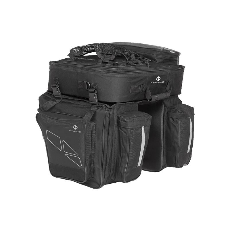 PAIRE SACOCHES PORTE BAGAGE + TOP SOUPLE NOIRE AMSTERDAM (Triple sacoche pour porte bagage) 96 Litres