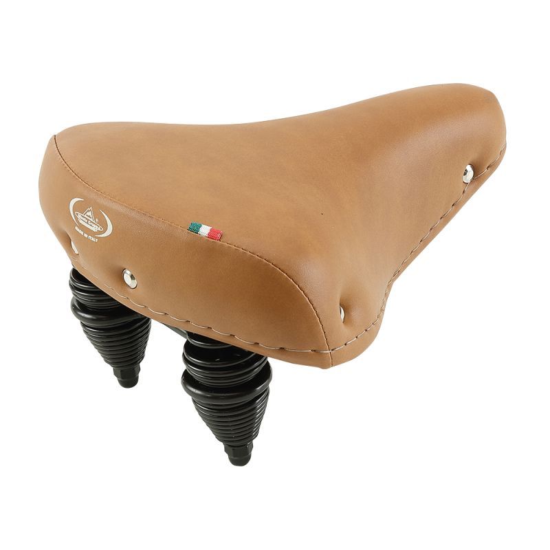 Photo de Selle vélo à ressorts VIAGGIO – Unisexe – 260 x 210 mm – Coloris marron – Confort vintage et robustesse par MONTE GRAPPA