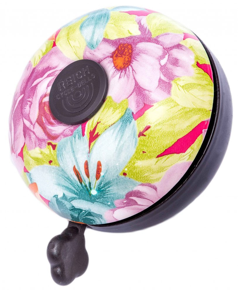 Sonnette vélo DING DONG Flower – Timbre rétro Ø80 mm, son puissant et design fleuri