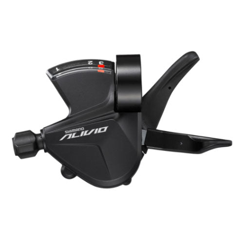 Photo de Manette de dérailleur gauche Shimano Alivio SL-M3100-L – VTT 3 vitesses, Rapidfire Plus avec indicateur par SHIMANO