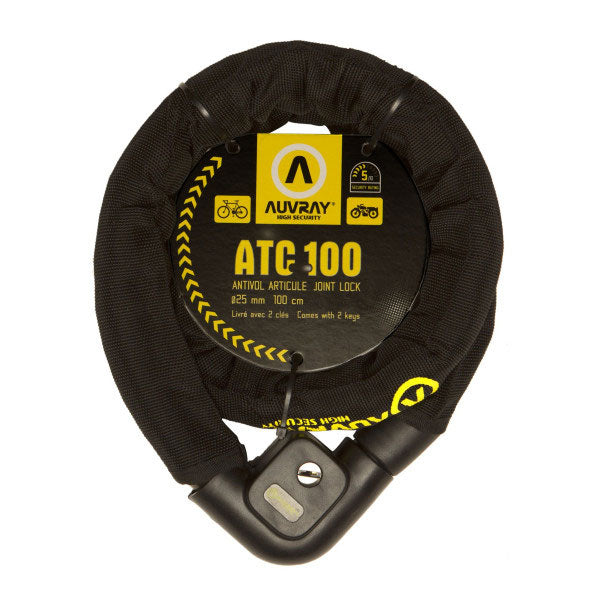 Antivol articulé Auvray D25 – 100 cm, articulations robustes avec gaine protectrice