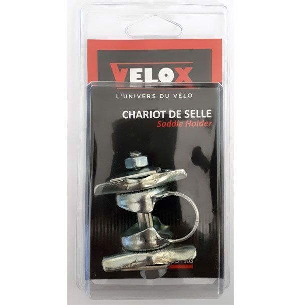 Chariot de selle en acier chromé – Conditionnement blister, fixation universelle