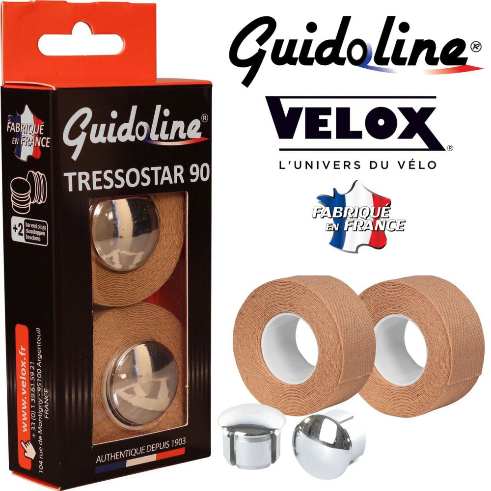 Photo de Ruban de guidon Guidoline Tressostar x2 – Beige tressé en coton par VELOX