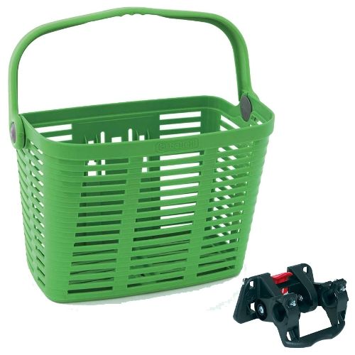 Photo de PANIER PLASTIQUE VERT AVEC FIXATION PLAZA 34x18x25 par BELLELLI
