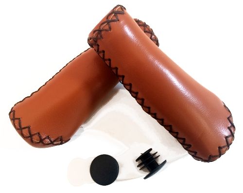 Poignées vélo ergonomiques PU – Marron confort urbain