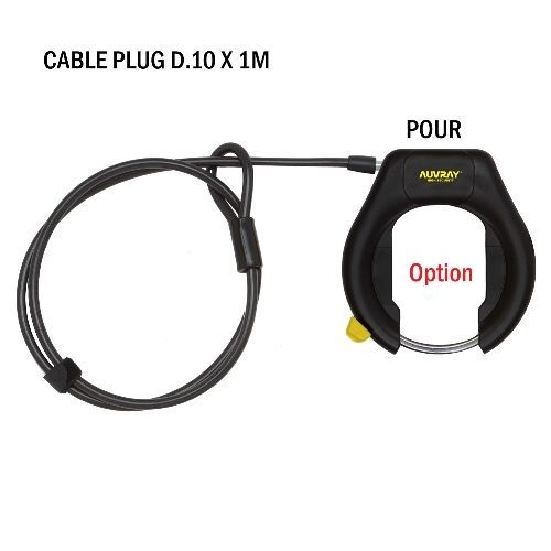 Câble Plug Auvray – Ø10 mm, 100 cm, pour antivol fer à cheval, renfort de sécurité vélo