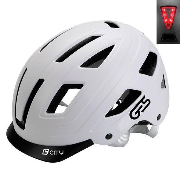 CASQUE CITY Blanc M 55/58 Eclairage Arrière Led 15 Ventilation