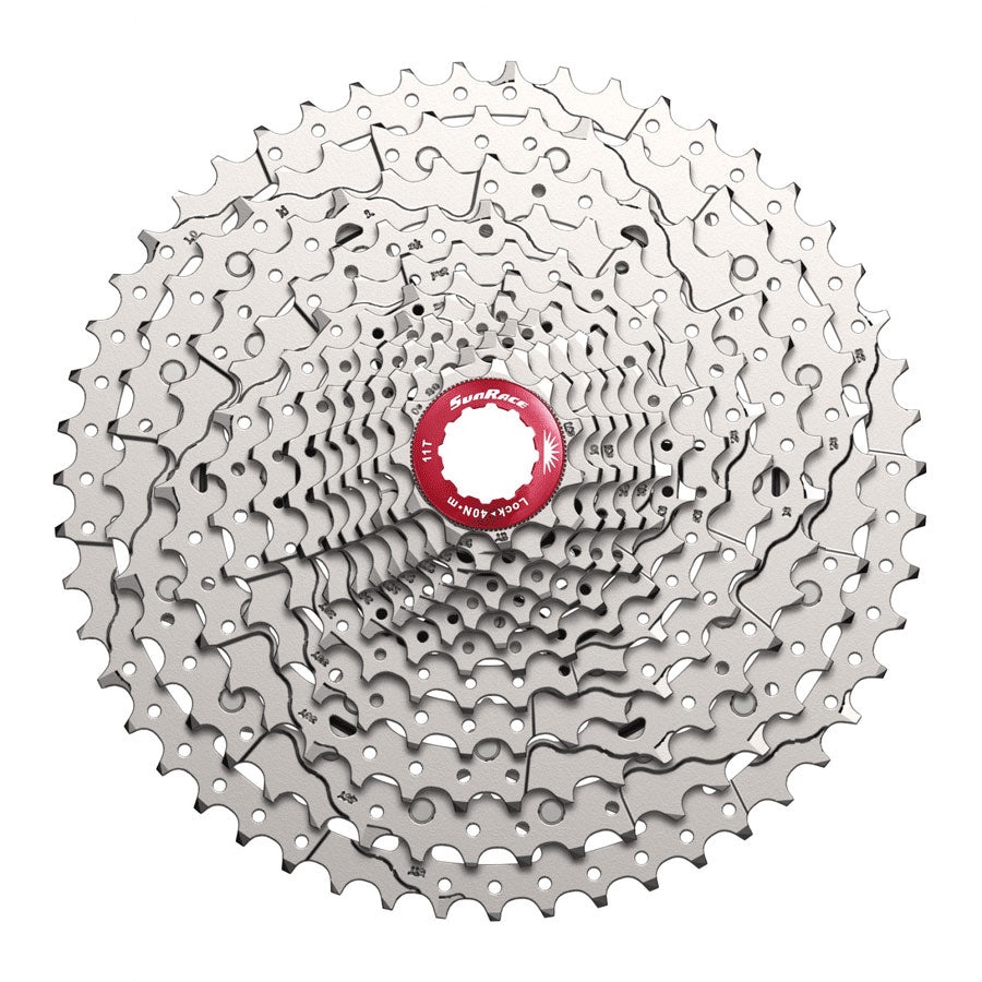 Cassette VTT Sunrace CSMZ800 12 Vitesses – 11x51 – Finition Metallic Silver – Araignée Alliage – Corps HG-Spline
