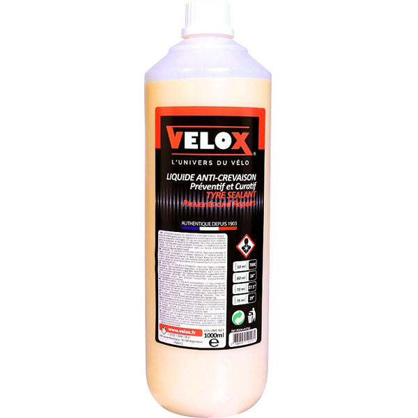 Préventif anti-crevaison FAST SEALANT Velox 1L – Liquide latex sans ammoniac pour pneus vélo Tubeless, chambre à air et boyaux