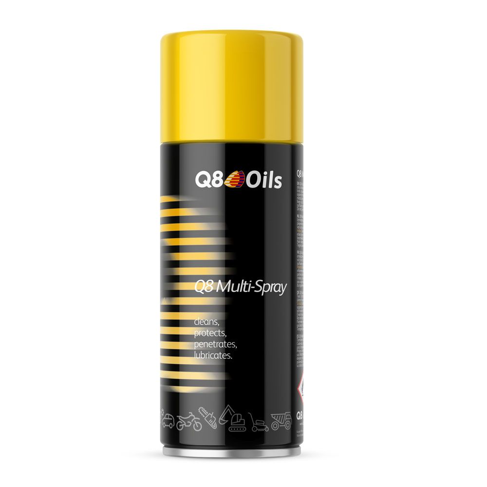Dégrippant lubrifiant Q8 Multi-Spray – 400 ml – Nettoie, protège et lubrifie toutes surfaces