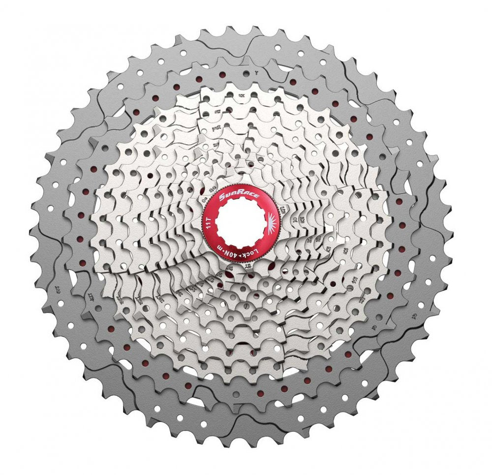 Cassette SunRace 12 vitesses 11-50 – CSMZ90 Metallic Silver, compatible SRAM HG