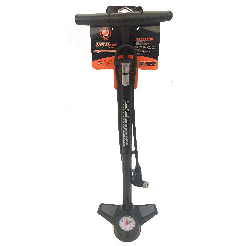 Pompe à pied vélo – Corps métal avec manomètre – Noire – Compatible Presta & Schrader – Pression 8 bar / 120 PSI