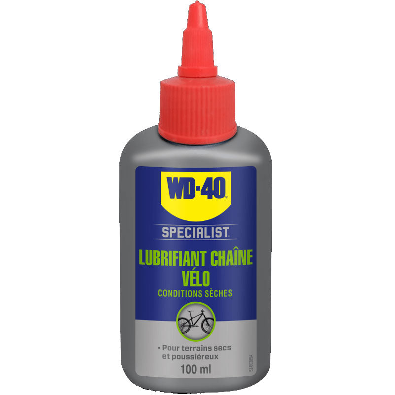 Lubrifiant Chaîne Vélo Conditions Sèches 100 ml – WD-40 Specialist® PTFE Anti-Poussière