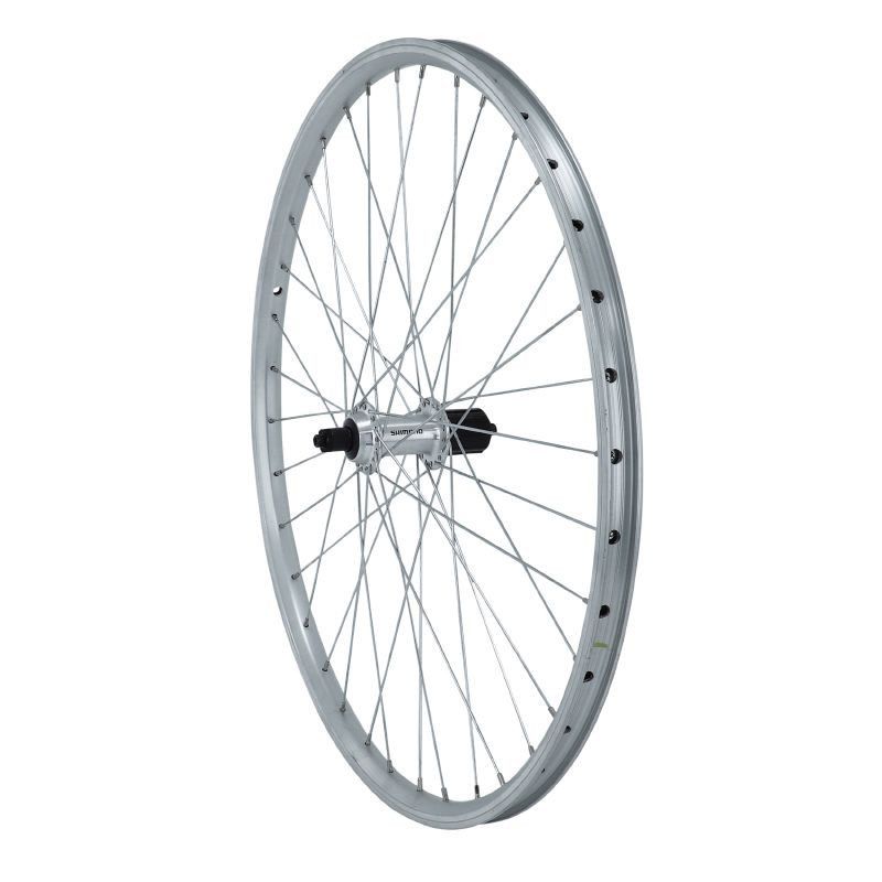 ROUE 26" VTT ARRIERE JANTE ALU DOUBLE PAROI ARGENT FREIN PATIN MOYEU ALU BLOCAGE RAPIDE CASSETTE
