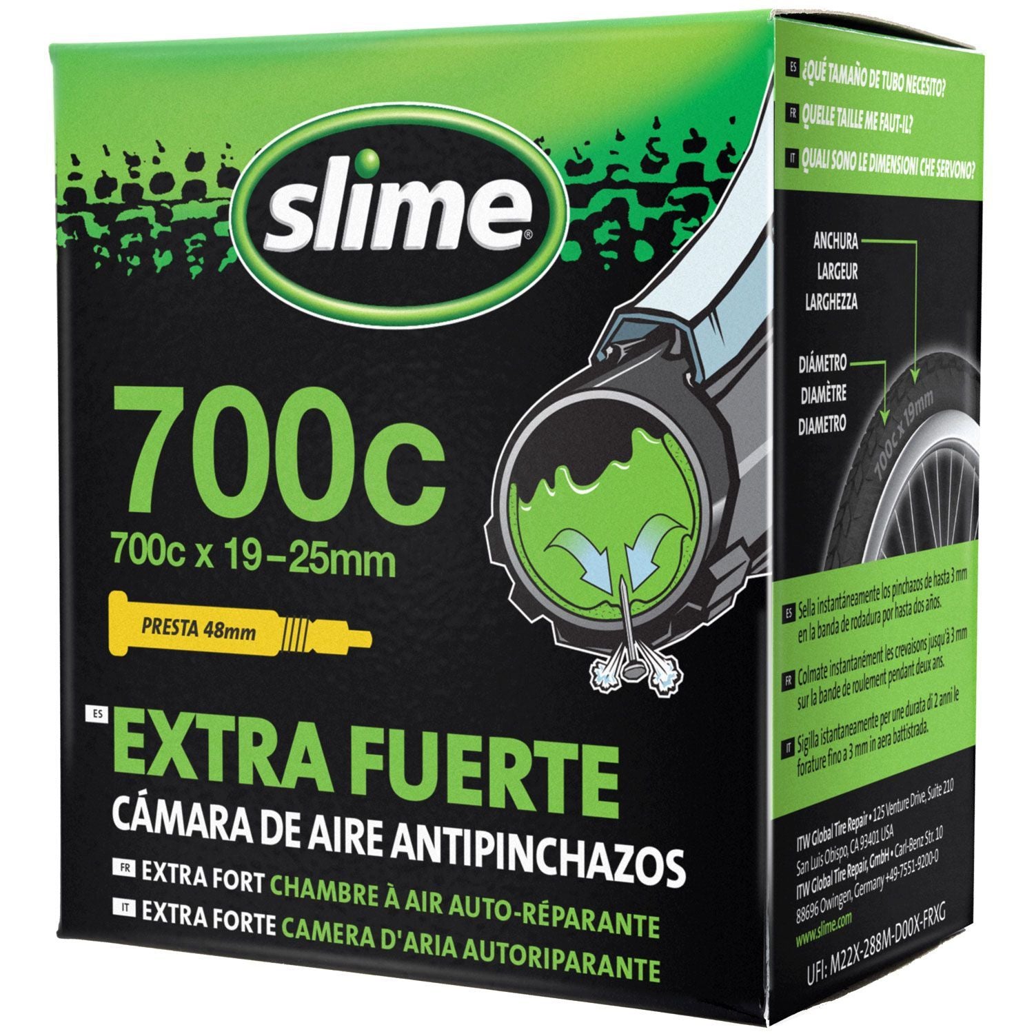 Chambre à air auto-réparante Slime 700 x 19/25 – Valve Presta