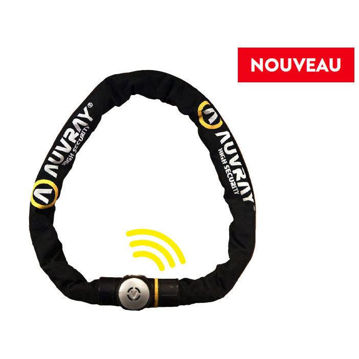 Chaîne antivol Auvray C-Bloc Pro Alert – Ø10 mm, 100 cm, serrure intégrée avec alarme 120 dB, 3 clés