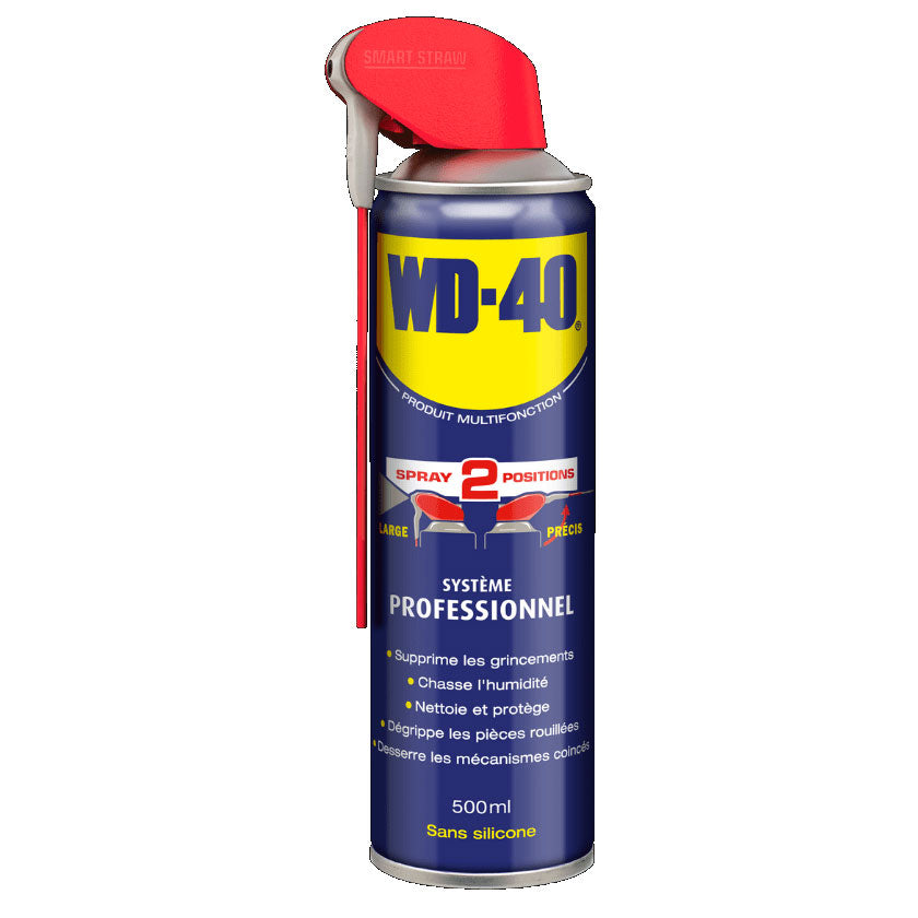 WD-40 Produit Multifonction Système Pro – Aérosol 500 ml – Lubrifiant, dégrippant, nettoyant et protecteur avec double pulvérisation