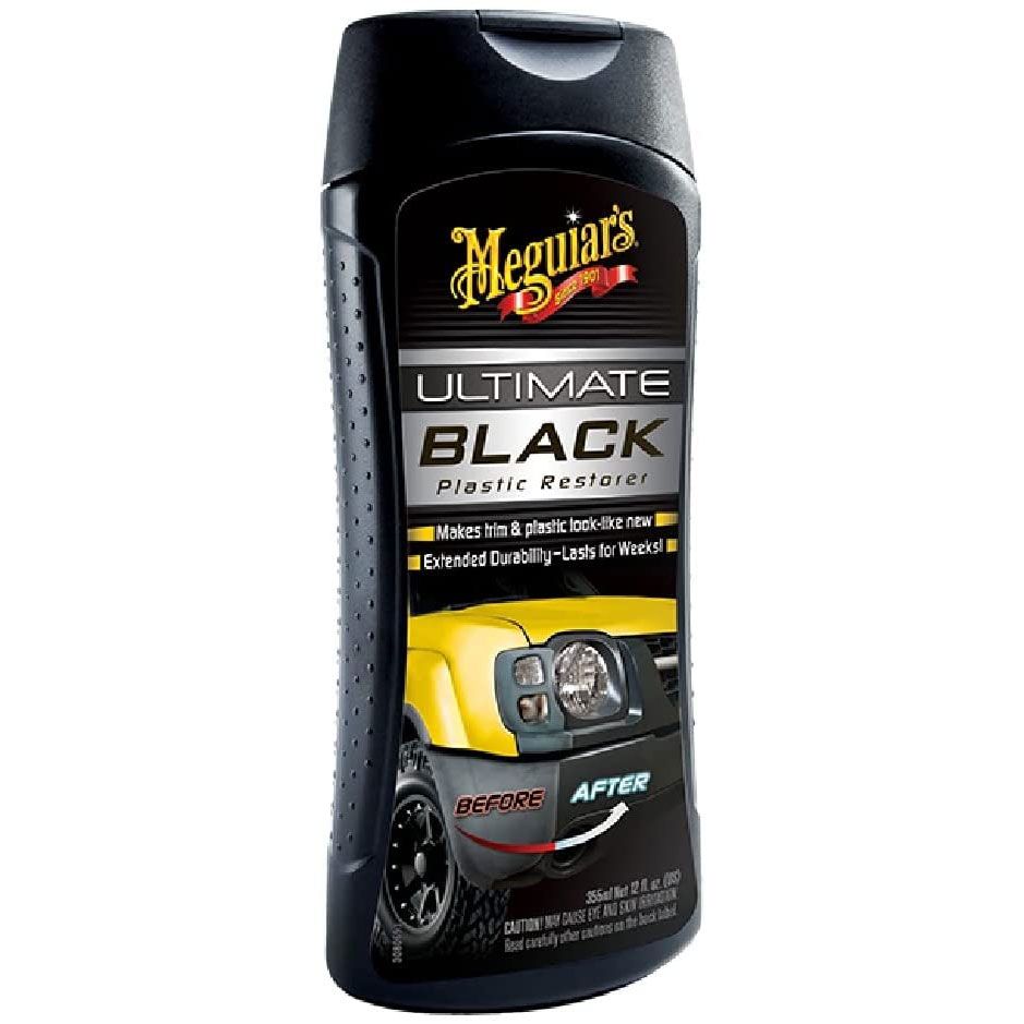 Meguiar's Ultimate Black 355 ml – Rénovateur plastiques extérieurs, brillance et protection UV longue durée
