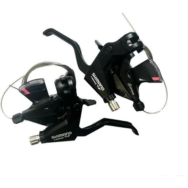 Paire de manettes de dérailleur et leviers de frein Shimano Altus ST-M310 – VTT 3x8 vitesses, Push/Pull Rapidfire Plus, compatibilité V-Brake et freins à disque mécaniques