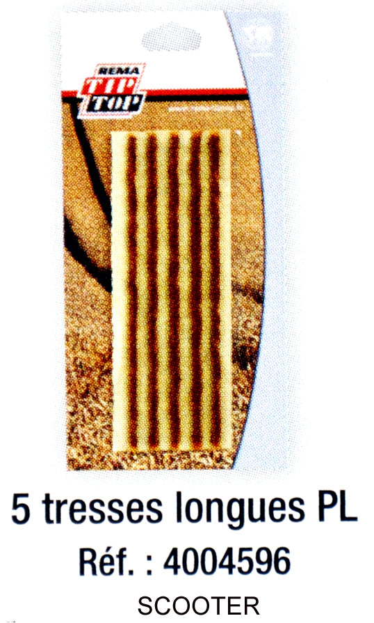Tresses Longues TIP TOP pour Scooters & Poids Lourds – Lot de 5 mèches de réparation pneus  Description courte :
