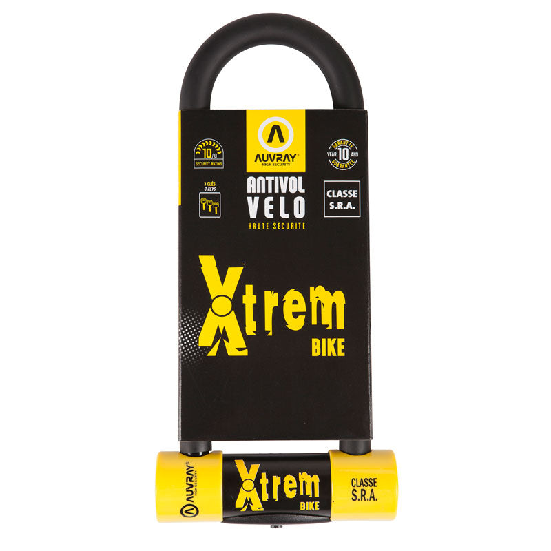 Antivol U Auvray Xtrem Bike SRA – 80 x 250 mm Ø16 mm – Haute sécurité, anse réversible en acier trempé