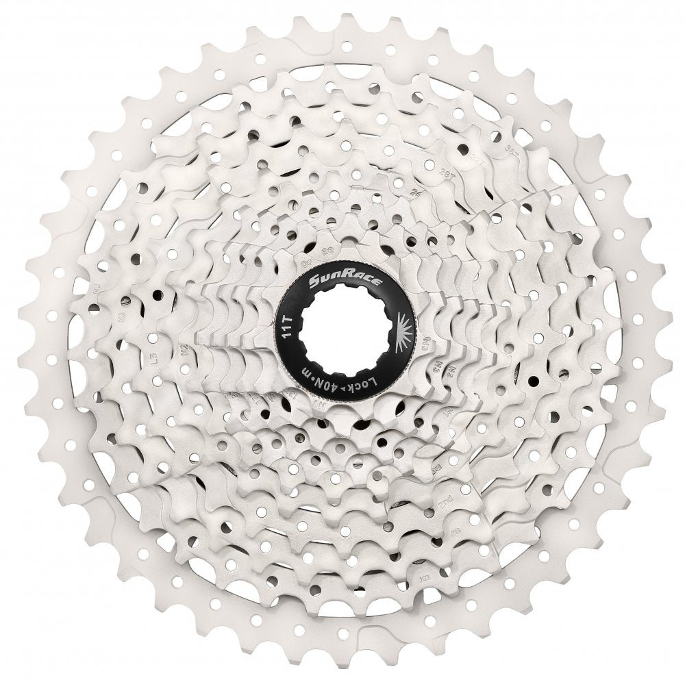 Cassette SunRace 10 Vitesses 11-42 Dents – Finition Métallique – CSMS3 TAY-BOX M – Large Plage pour VTT et Gravel