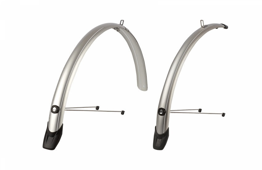 Garde-boue vélo 28" – Set avant et arrière 51 mm – Argent – Polisport