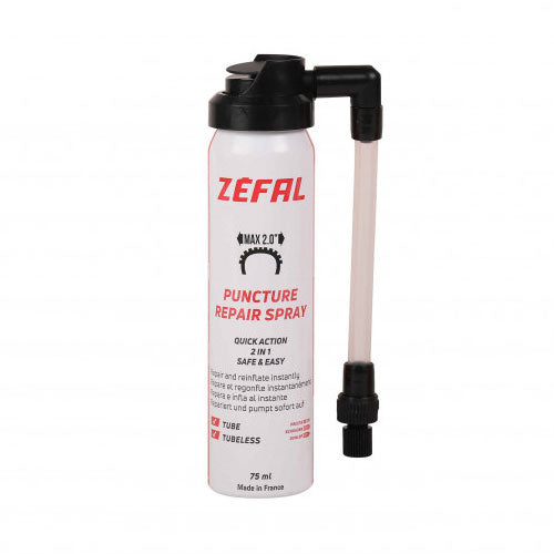 Bombe anti-crevaison Zéfal 75 ml – Répare et regonfle instantanément pneus vélo & VTT (valves Presta/Schrader)