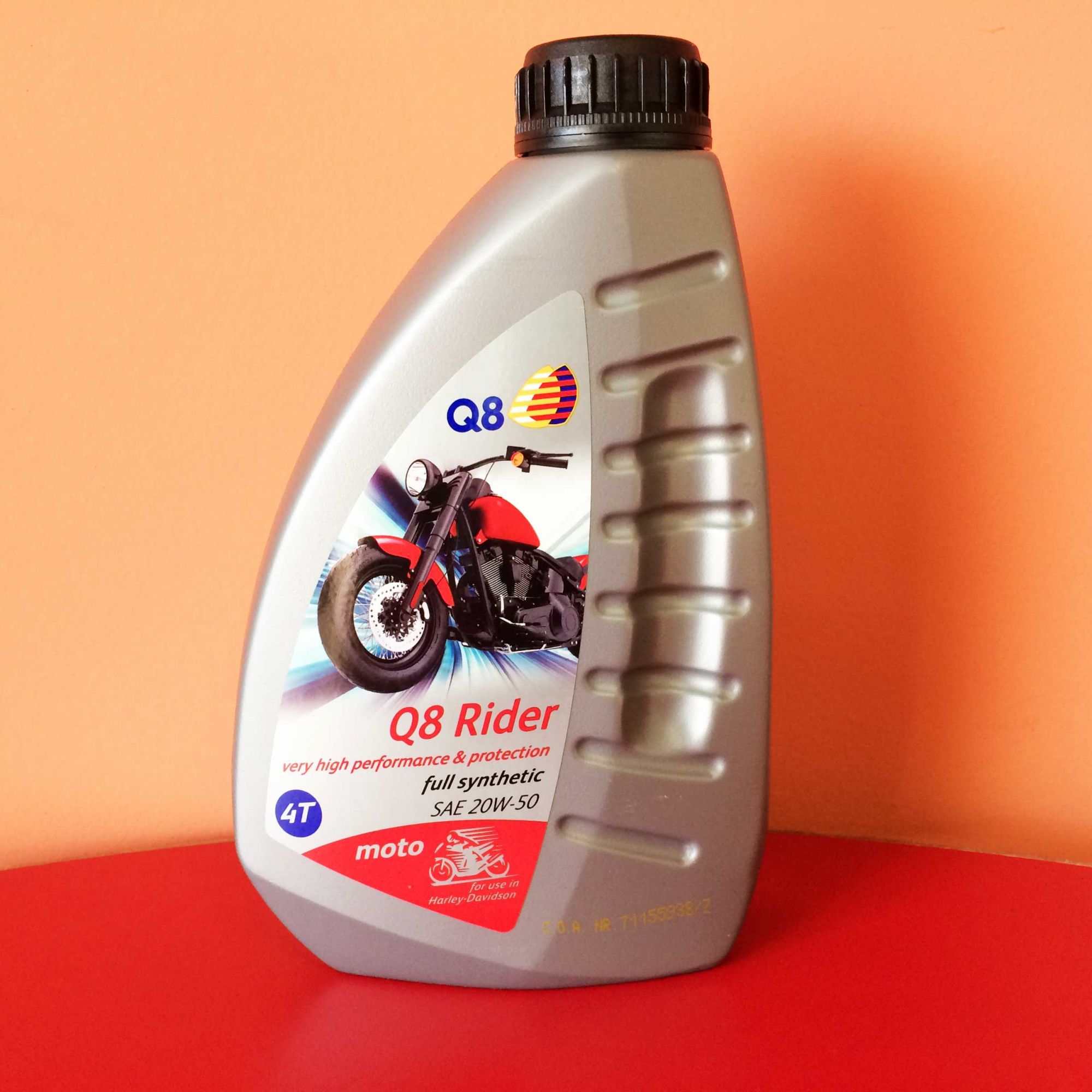 Huile Moteur Moto Q8 Rider 4T 20W-50 100% Synthèse – Performance Haute Température & Protection Anti-Usure – 1 Litre